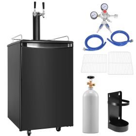 Beer Kegerator, Dual Tap Draft Beer Dispenser, Full Size Keg Refrigerator with CO2 Cylinder, Shelves, Drip Tray & Rail Beer Kegerator, Dual Tap Draft Beer Dispenser, Full Size Keg Refrigerator with CO2 Cylinder, Shelves, Drip Tray & Rail